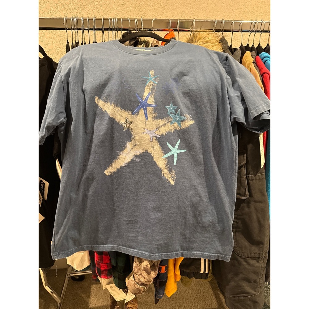 Aelfric Eden Starfish Graphic Tee Blue Short Sleeve Crewneck Streetwear Small